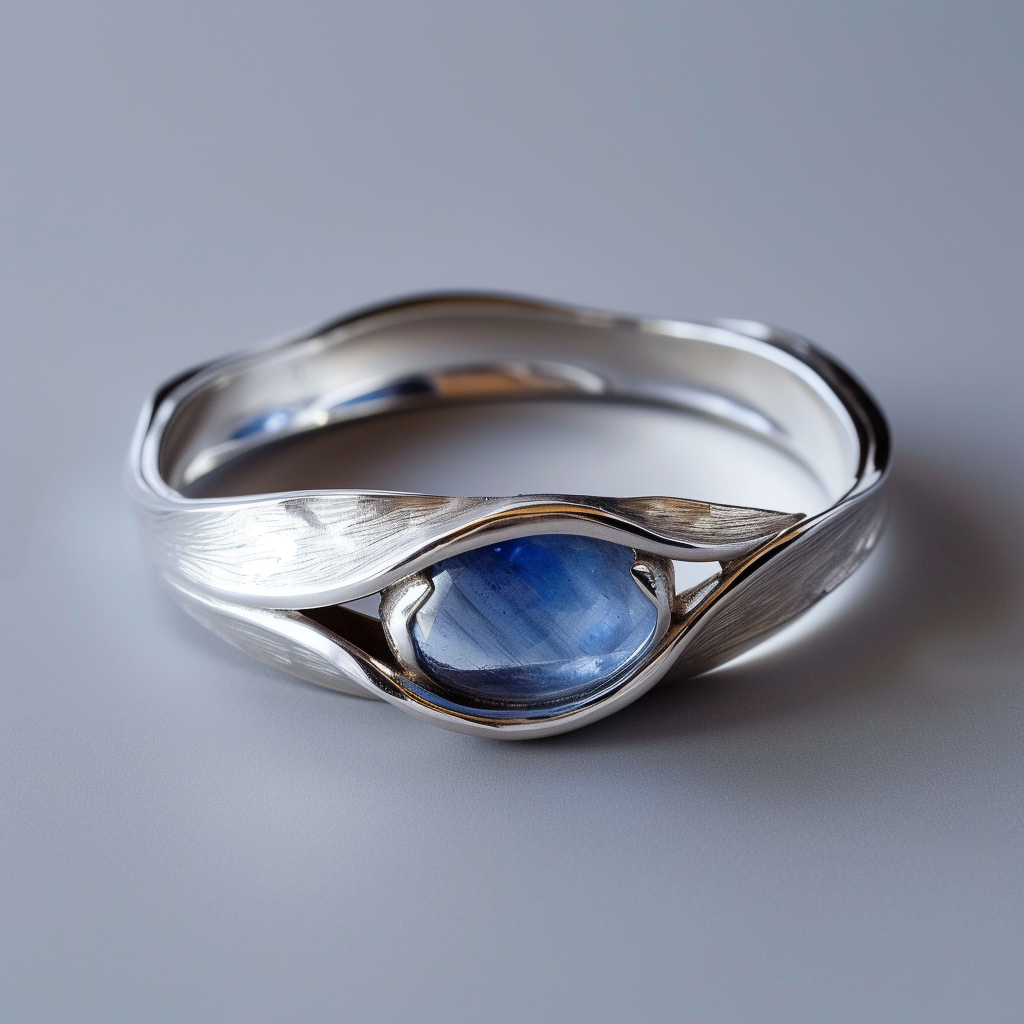 Designer Ring mit Mondstein aus Weißgold